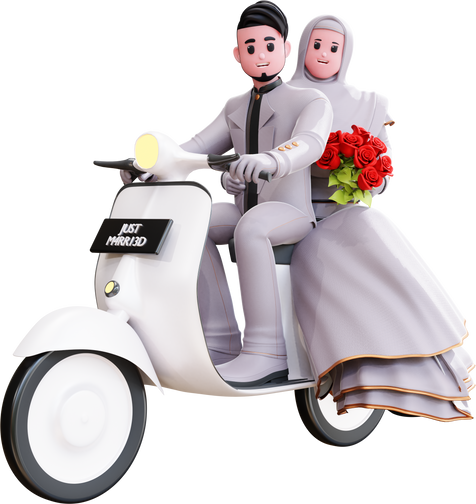 3D Married Couple in a Motorcycle