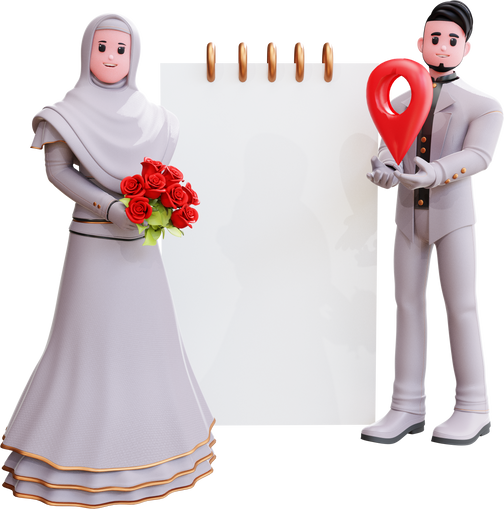 3D Bride and Groom Illustration